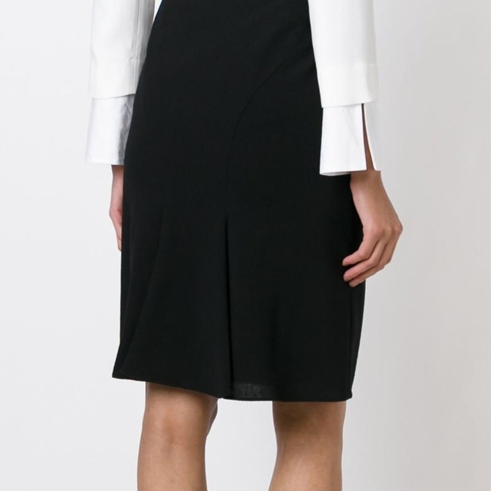 Armani Collezioni Black All-Season Wool Blend Inverted-Pleat Skirt Size 8